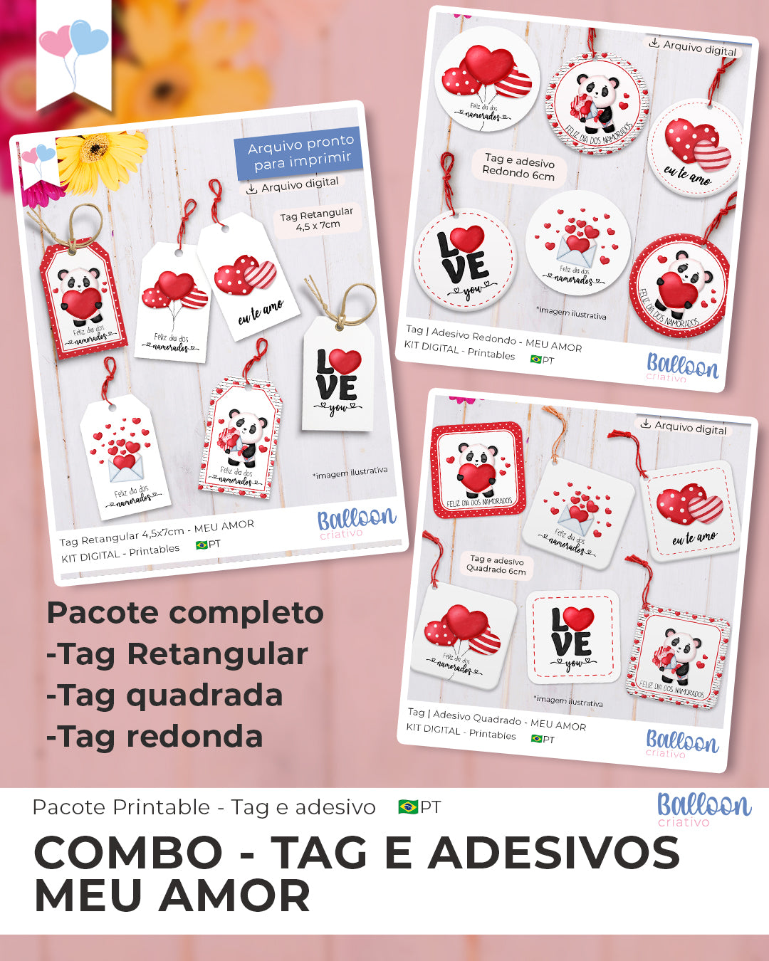 COMBO Tag e Adesivo - MEU AMOR