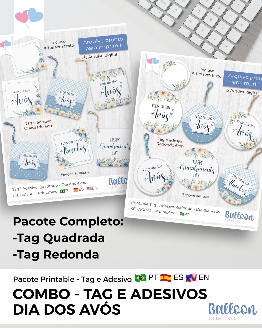 COMBO Tag e Adesivo - Dia dos Avós