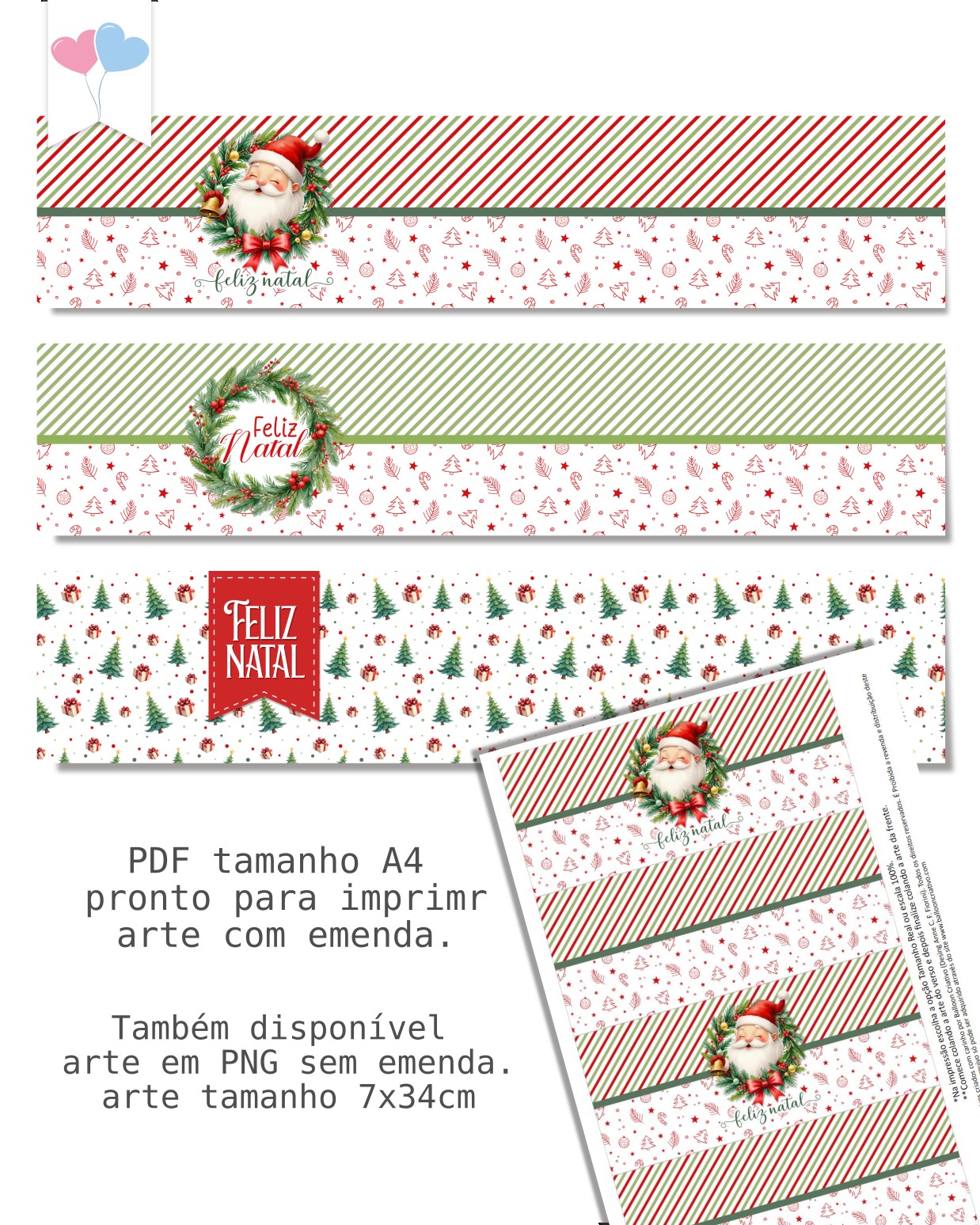 Printable - Arte para tubolata 7x10cm - Feliz Natal