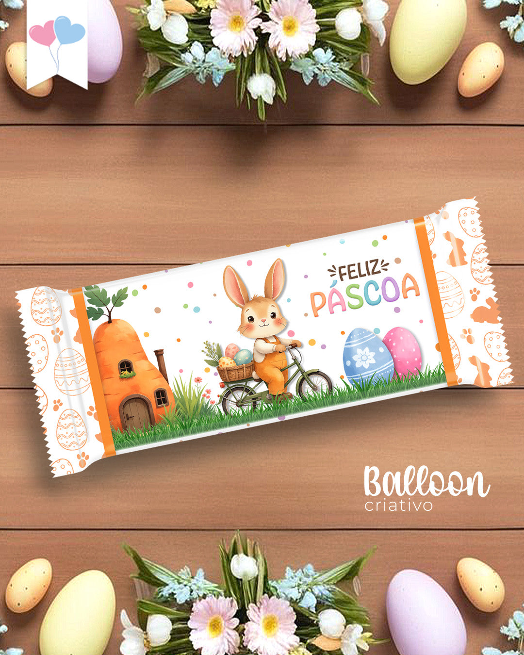 Printable - Arte para Chocolate 80g a 100g - Jardim dos Coelhinhos