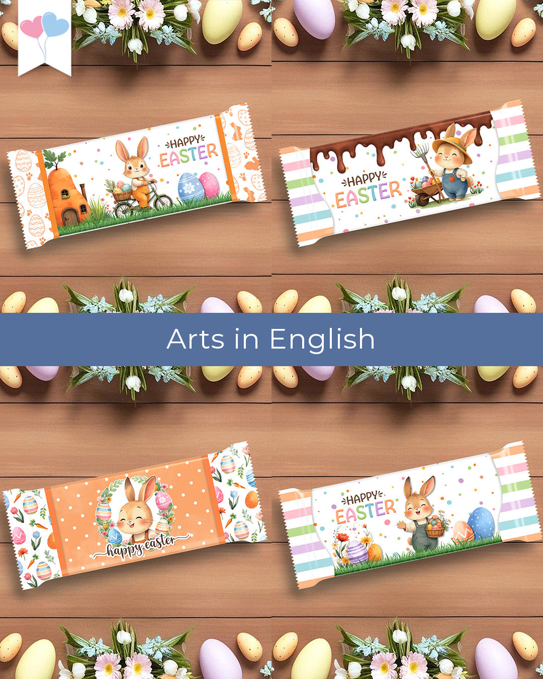 Printable - Arte para Chocolate 80g a 100g - Jardim dos Coelhinhos