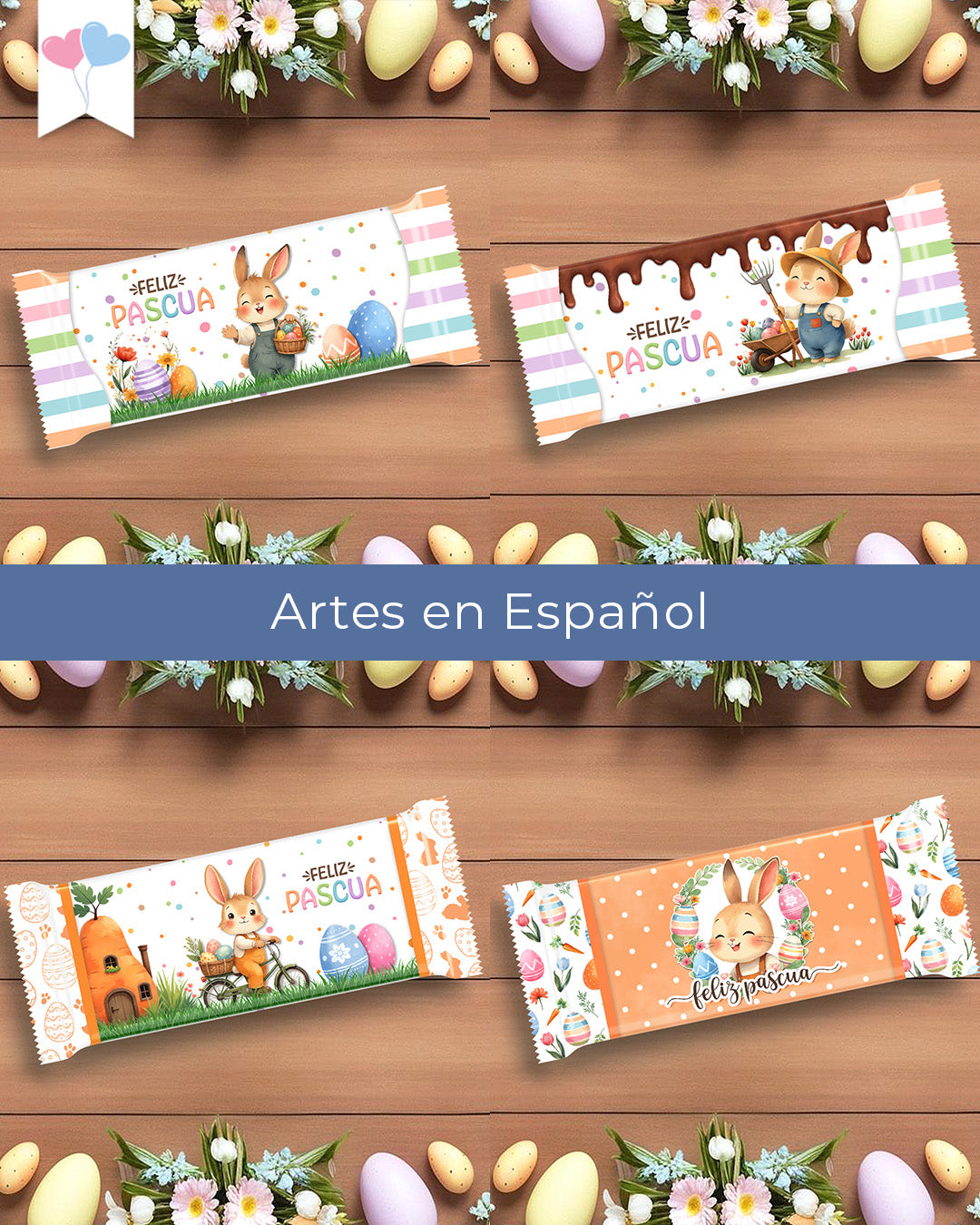Printable - Arte para Chocolate 80g a 100g - Jardim dos Coelhinhos