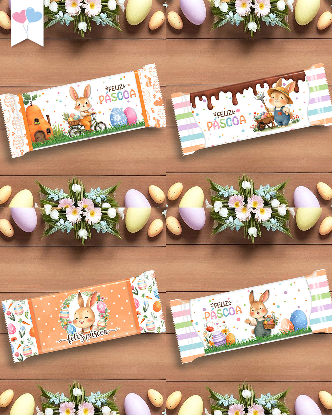 Printable - Arte para Chocolate 80g a 100g - Jardim dos Coelhinhos