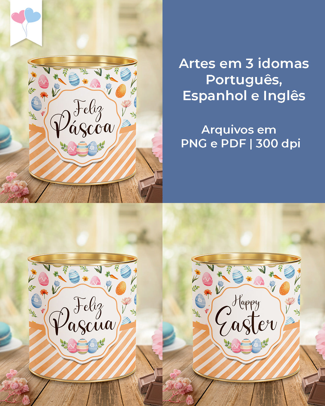 Kit Arte Tubolata 10x10cm - Páscoa Cores