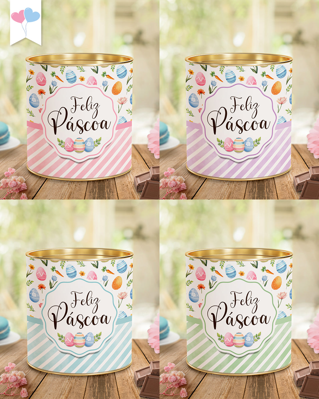 Kit Arte Tubolata 10x10cm - Páscoa Cores