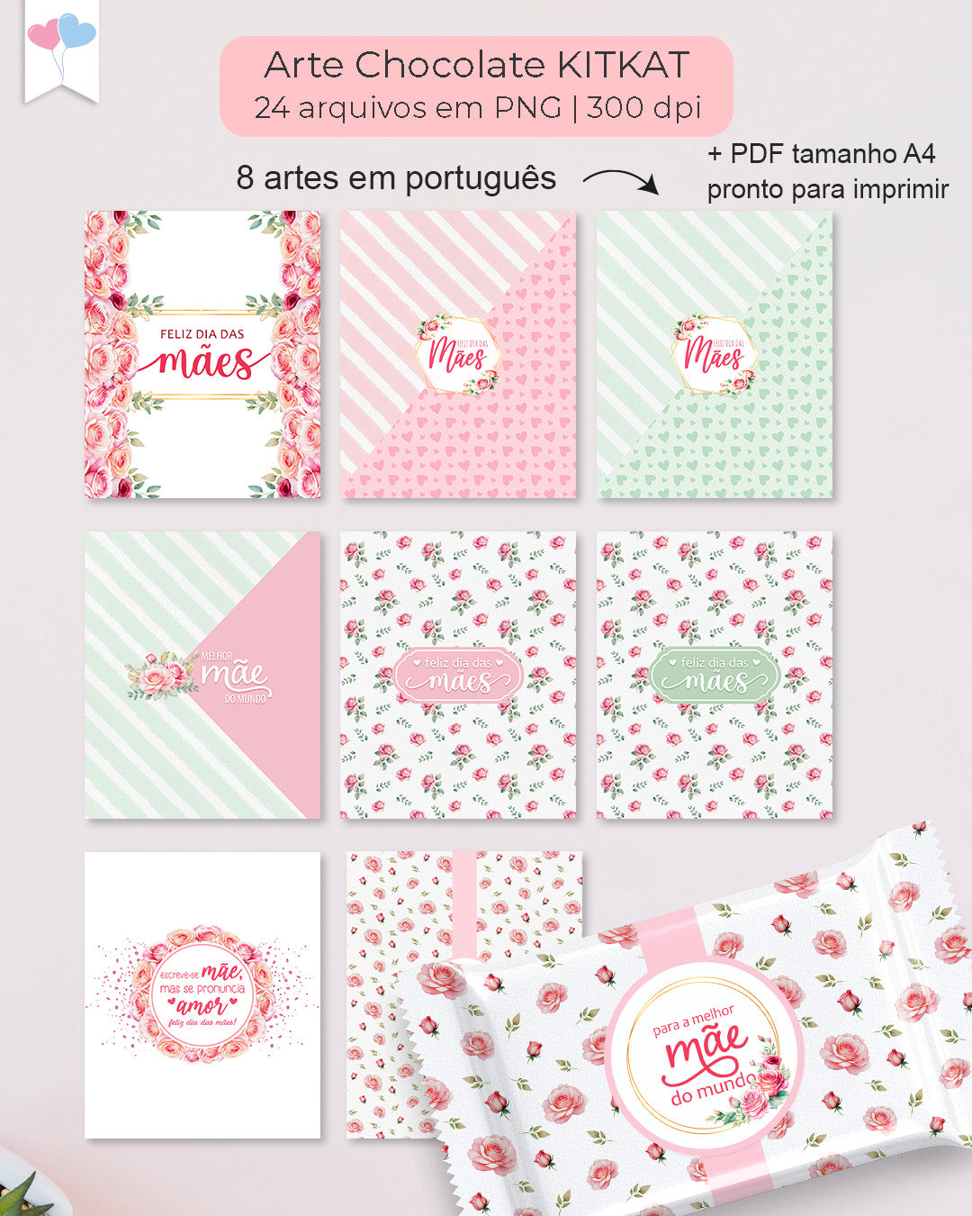 Kit Imprimible - Envoltorios de Chocolate - Día de la Madre