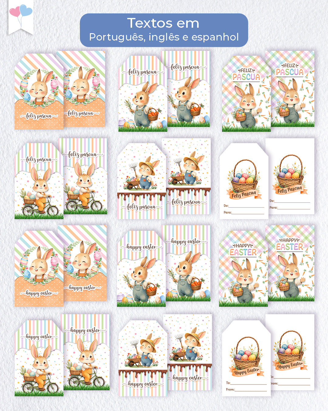 Printable - Etiqueta Rectangular 4,5x7cm - Jardín de los Conejitos