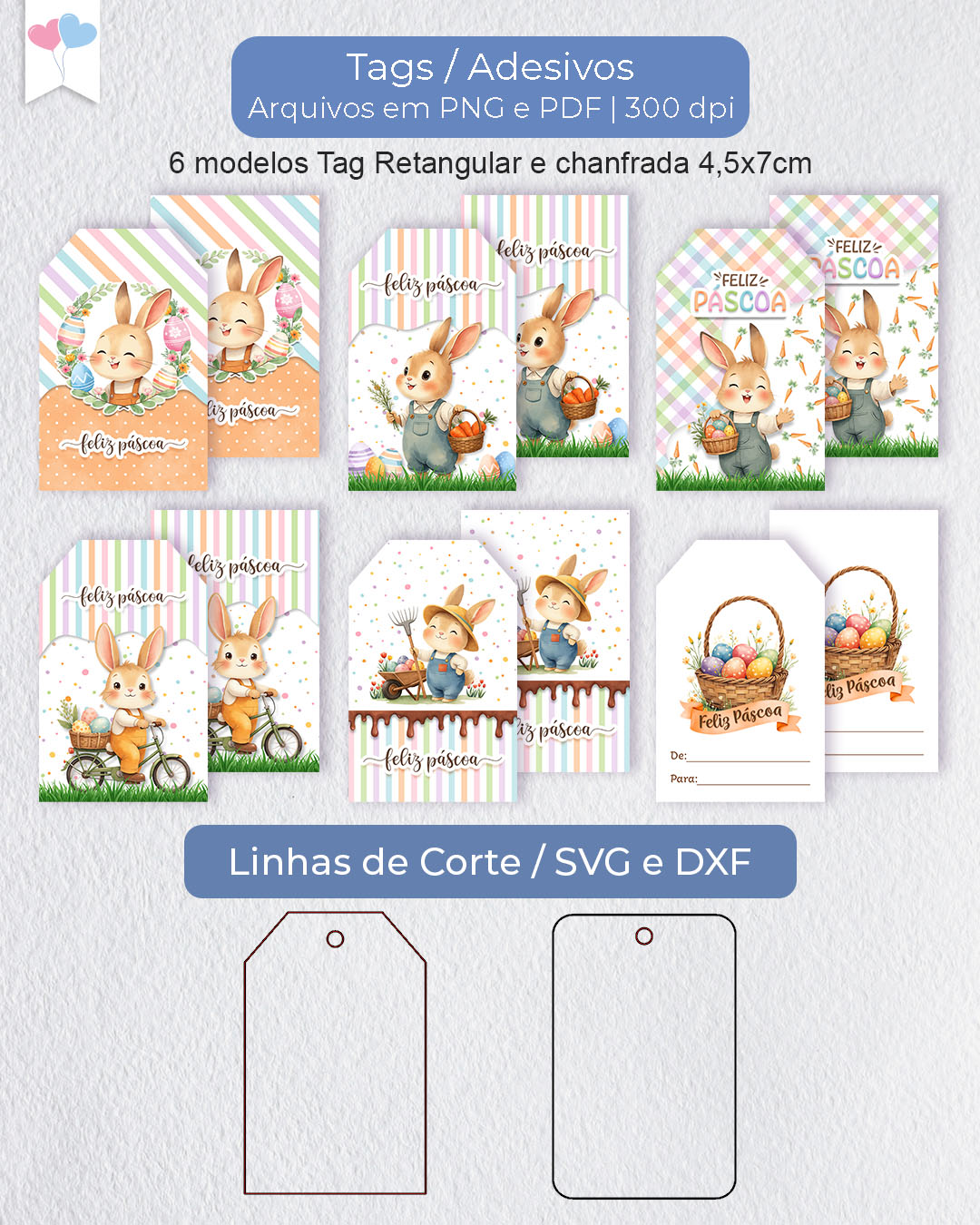 Printable - Etiqueta Rectangular 4,5x7cm - Jardín de los Conejitos