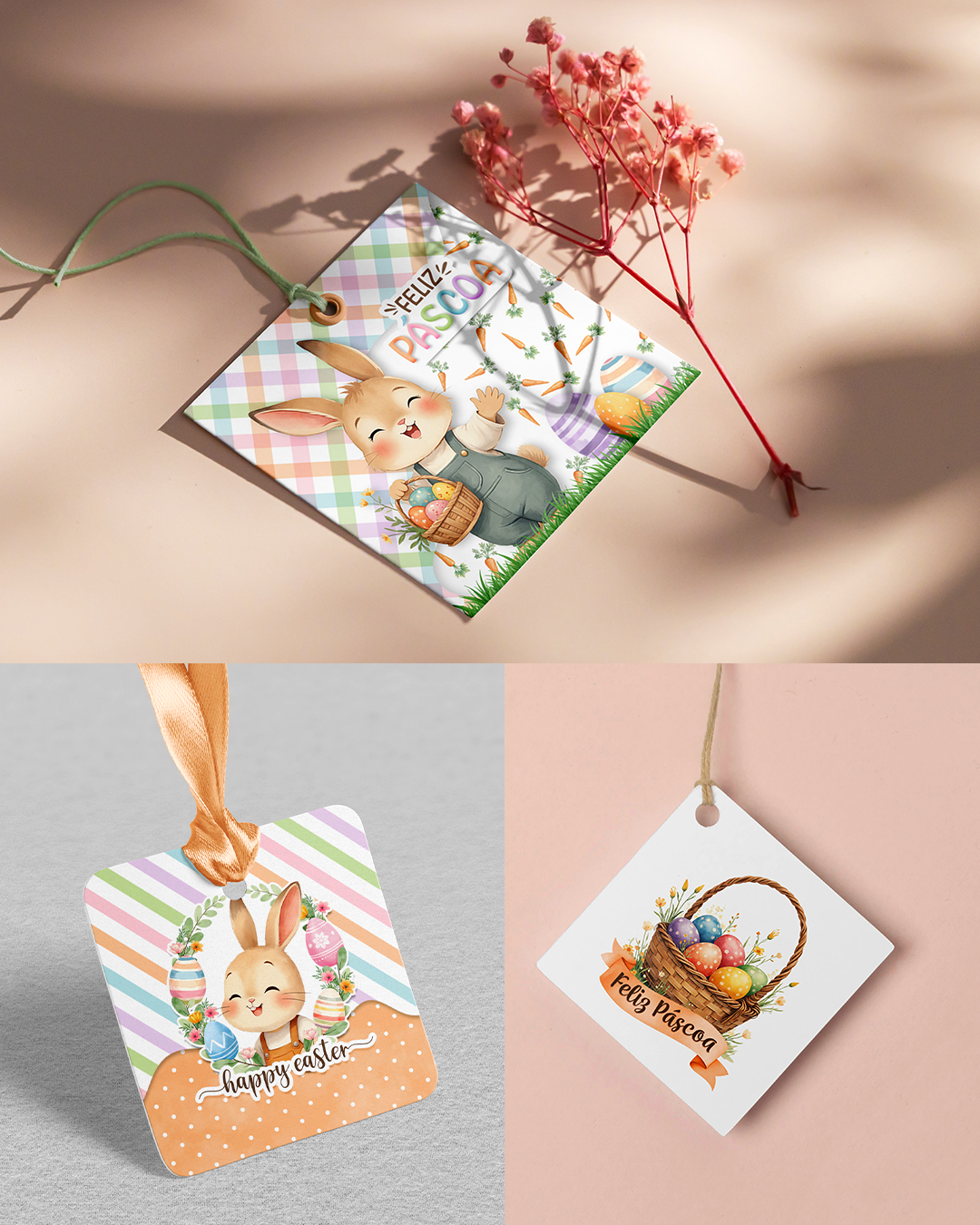 Printable - Tag e Adesivo Quadrado - Jardim dos Coelhinhos