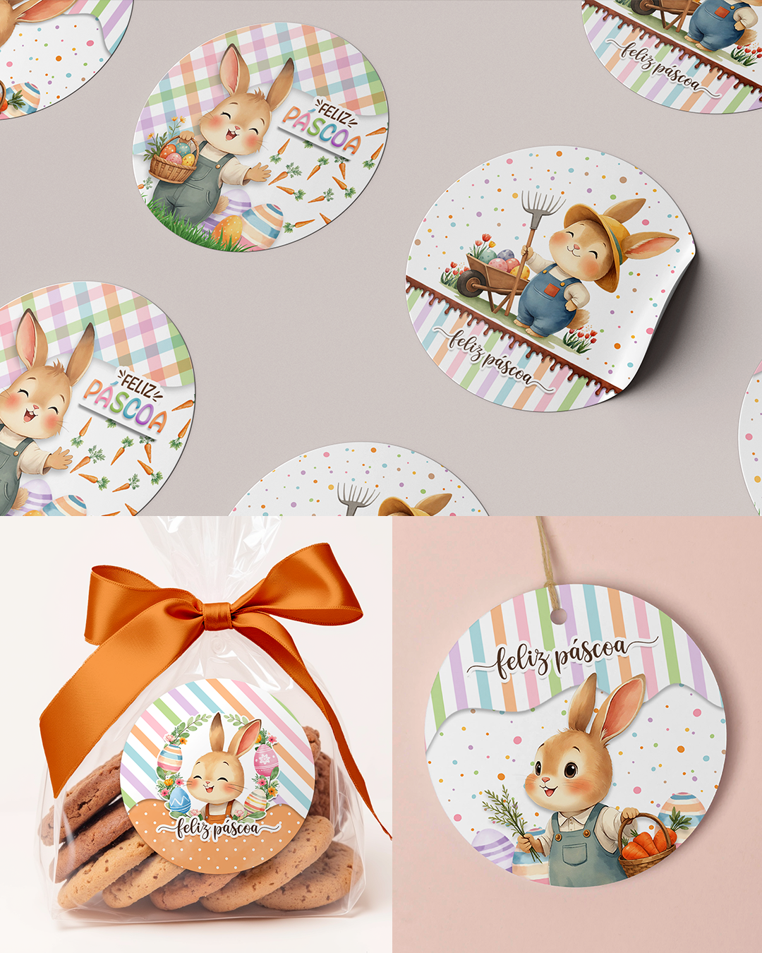 Printable - Etiqueta y Sticker Redondo - Jardín de los Conejitos