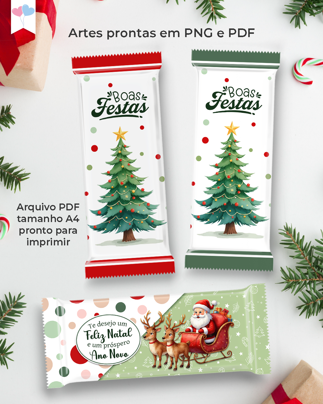 Kit Imprimible - Empaques para Chocolates - Magia de la Navidad