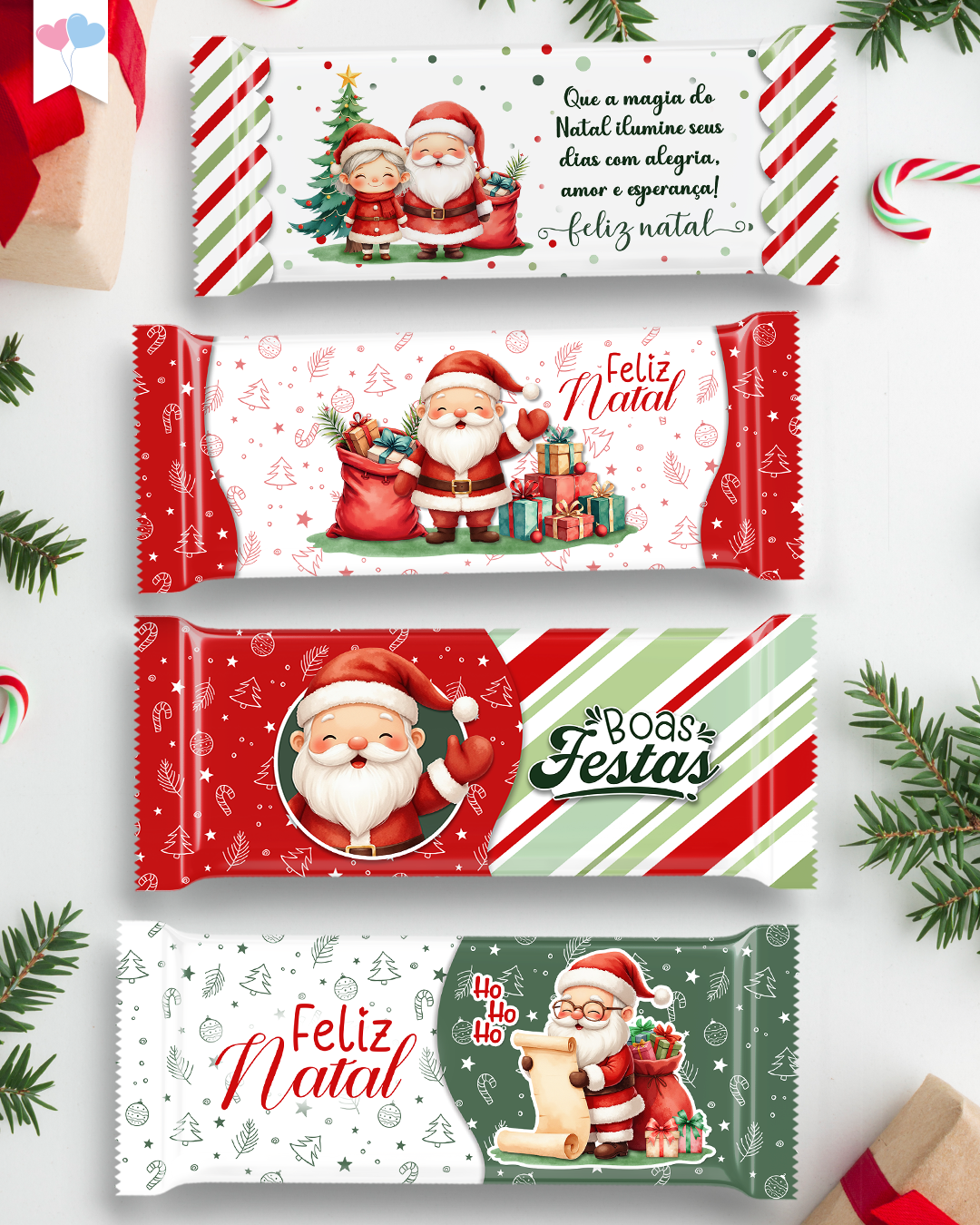 Kit Imprimible - Empaques para Chocolates - Magia de la Navidad