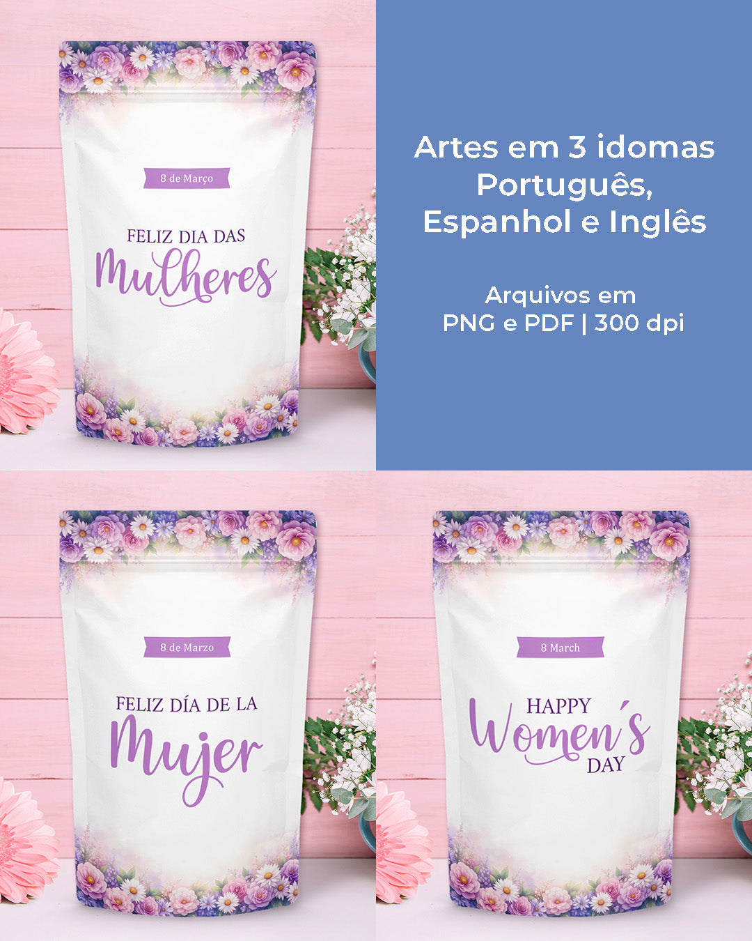 Printable - Rótulo para ZipLock (stand up Pouch) - Dia das Mulheres