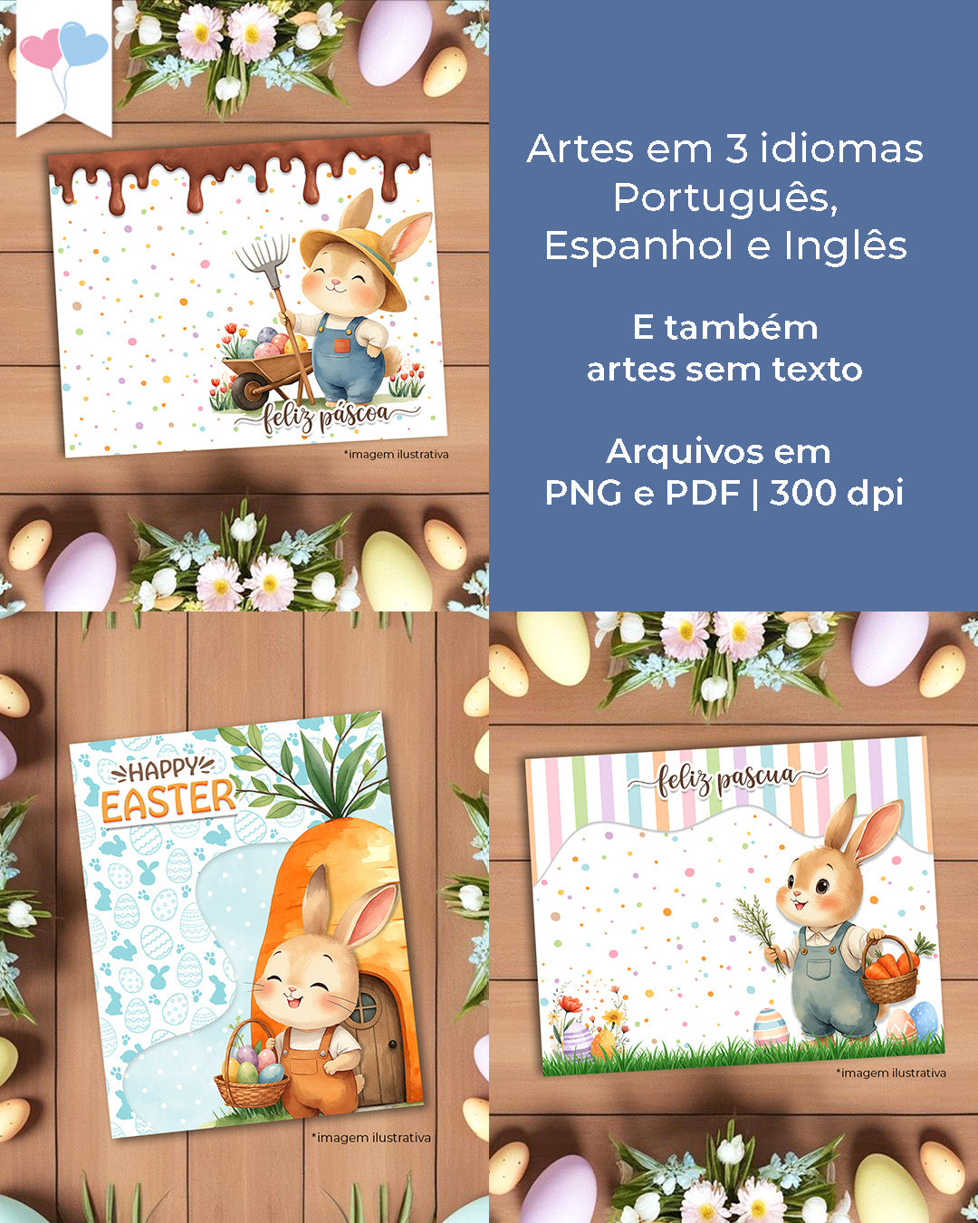 Printable - Arte Card Multiuso - Jardim dos Coelhinhos