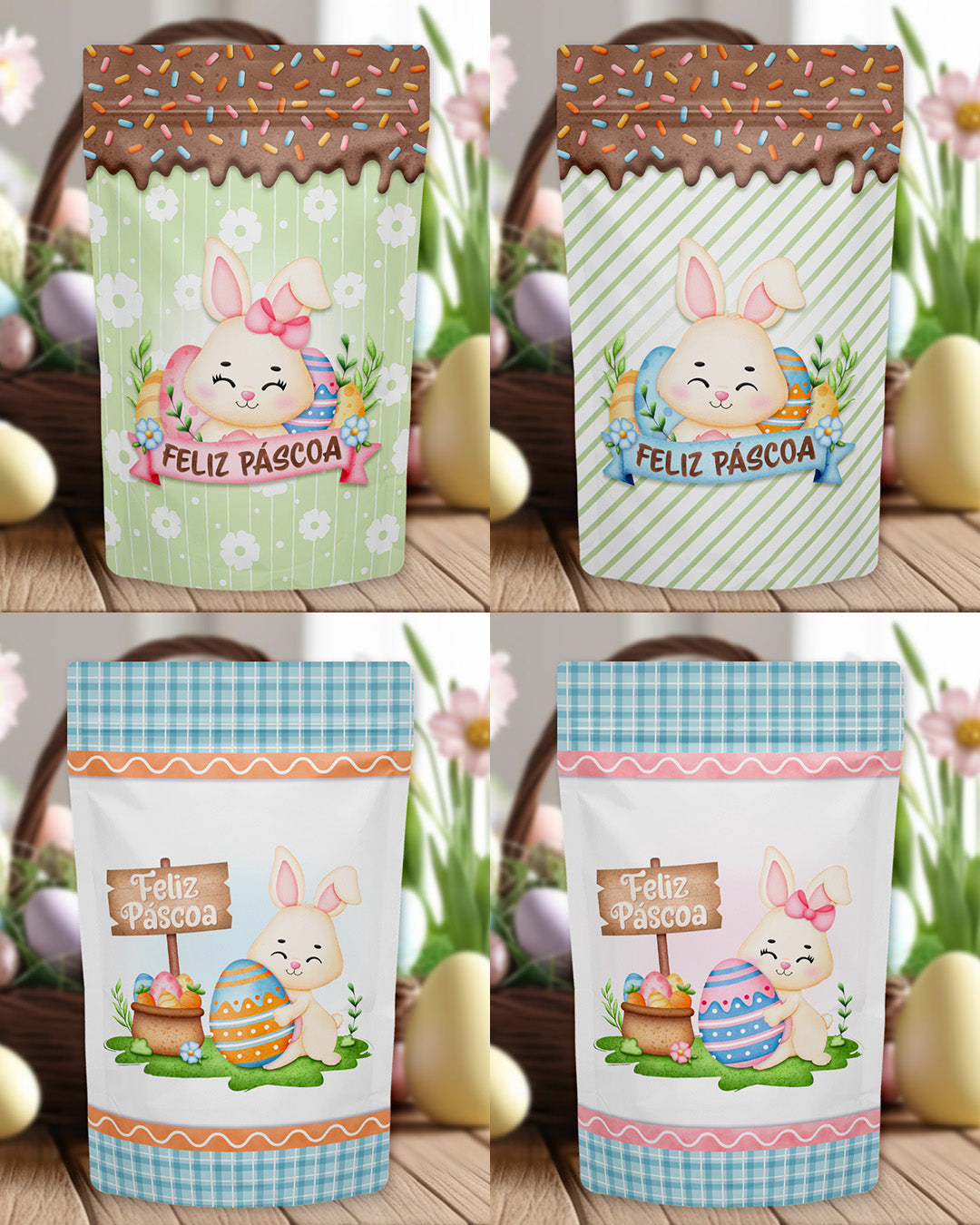 Printable - Rótulo para ZipLock (stand up Pouch) - Páscoa Fofinha