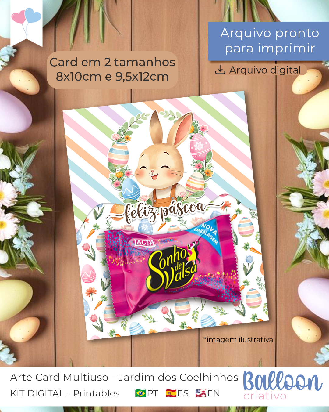 Printable - Arte Card Multiuso - Jardim dos Coelhinhos