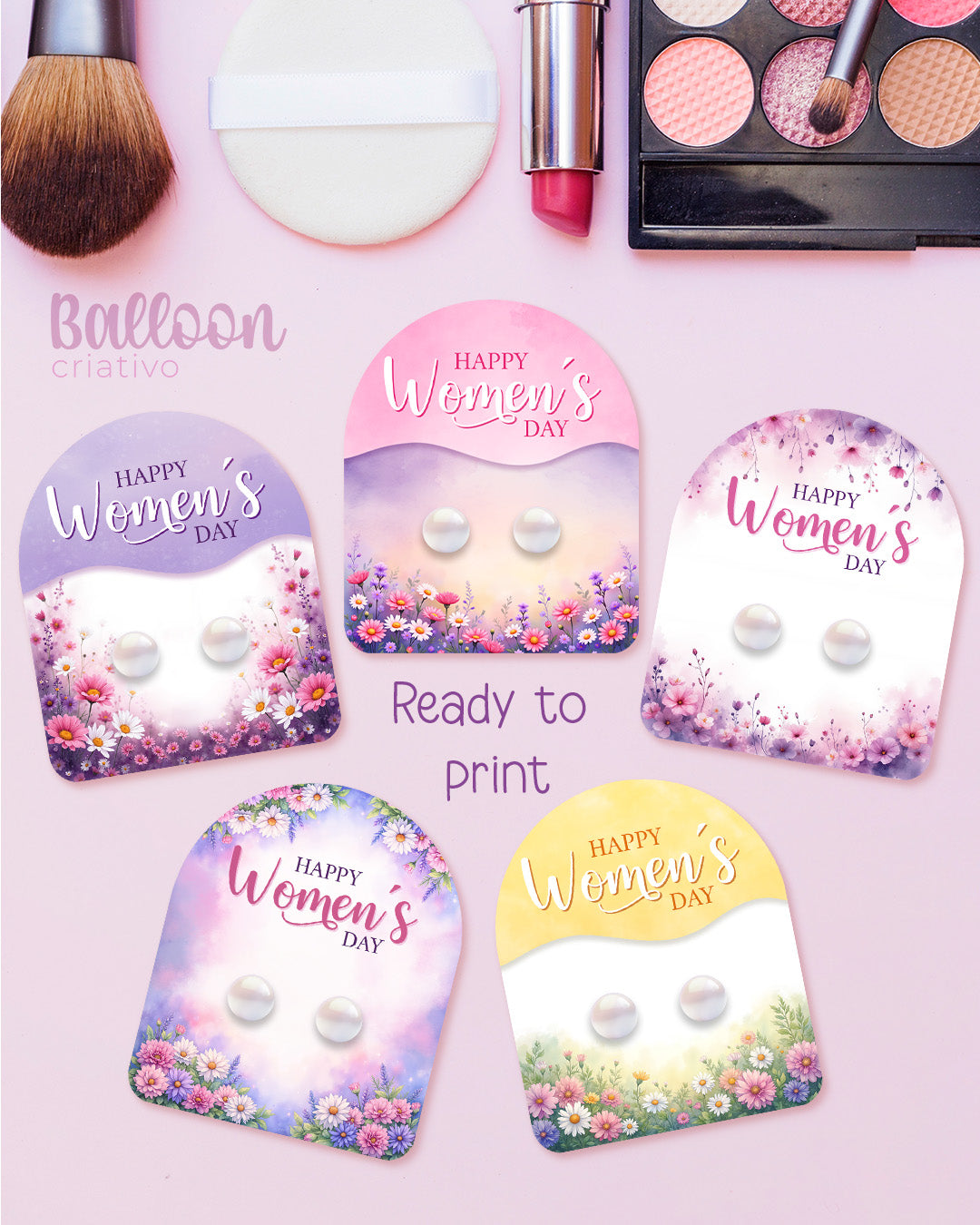 Kit Imprimible - Tarjetas para Aretes - Día de la Mujer