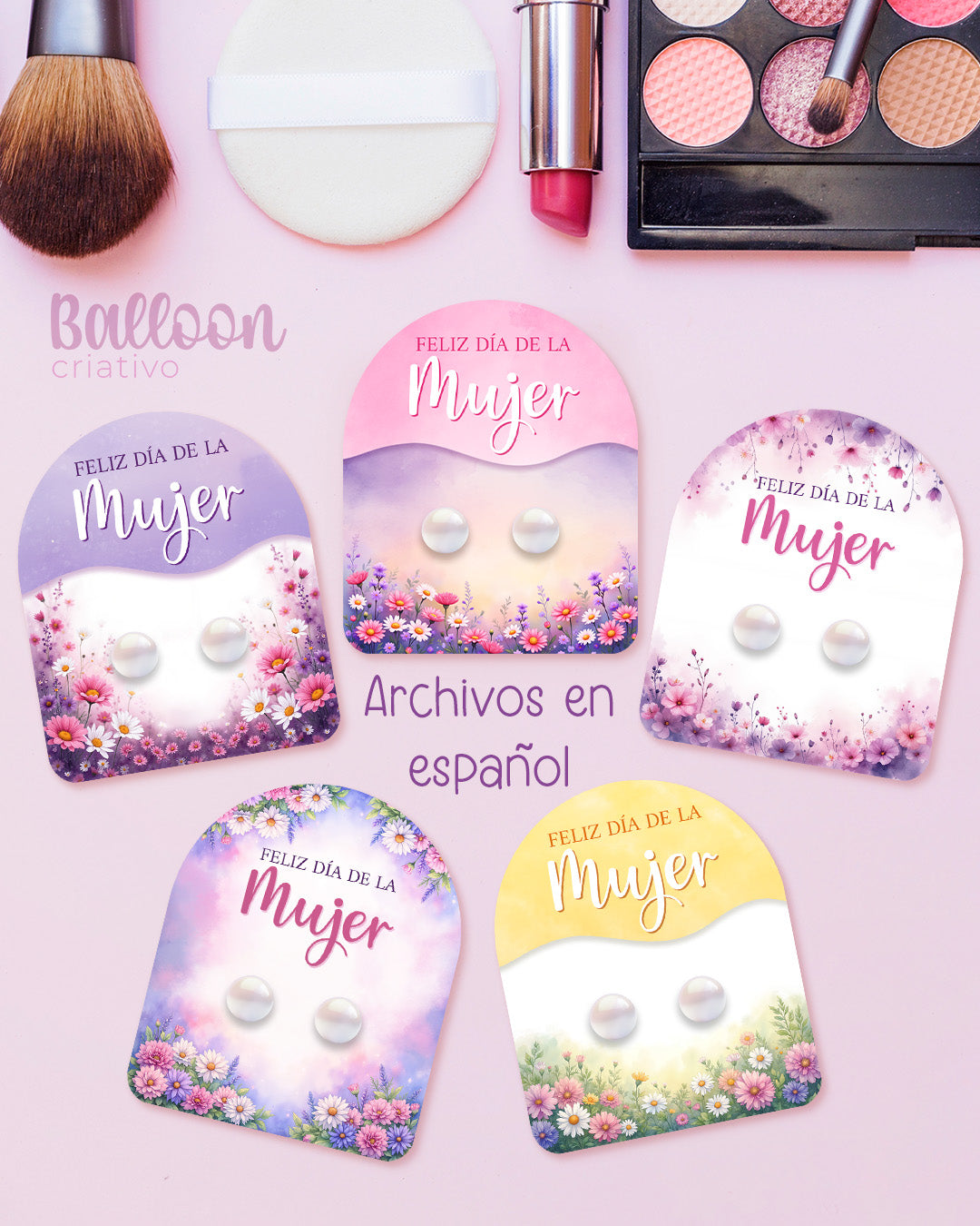Kit Imprimible - Tarjetas para Aretes - Día de la Mujer