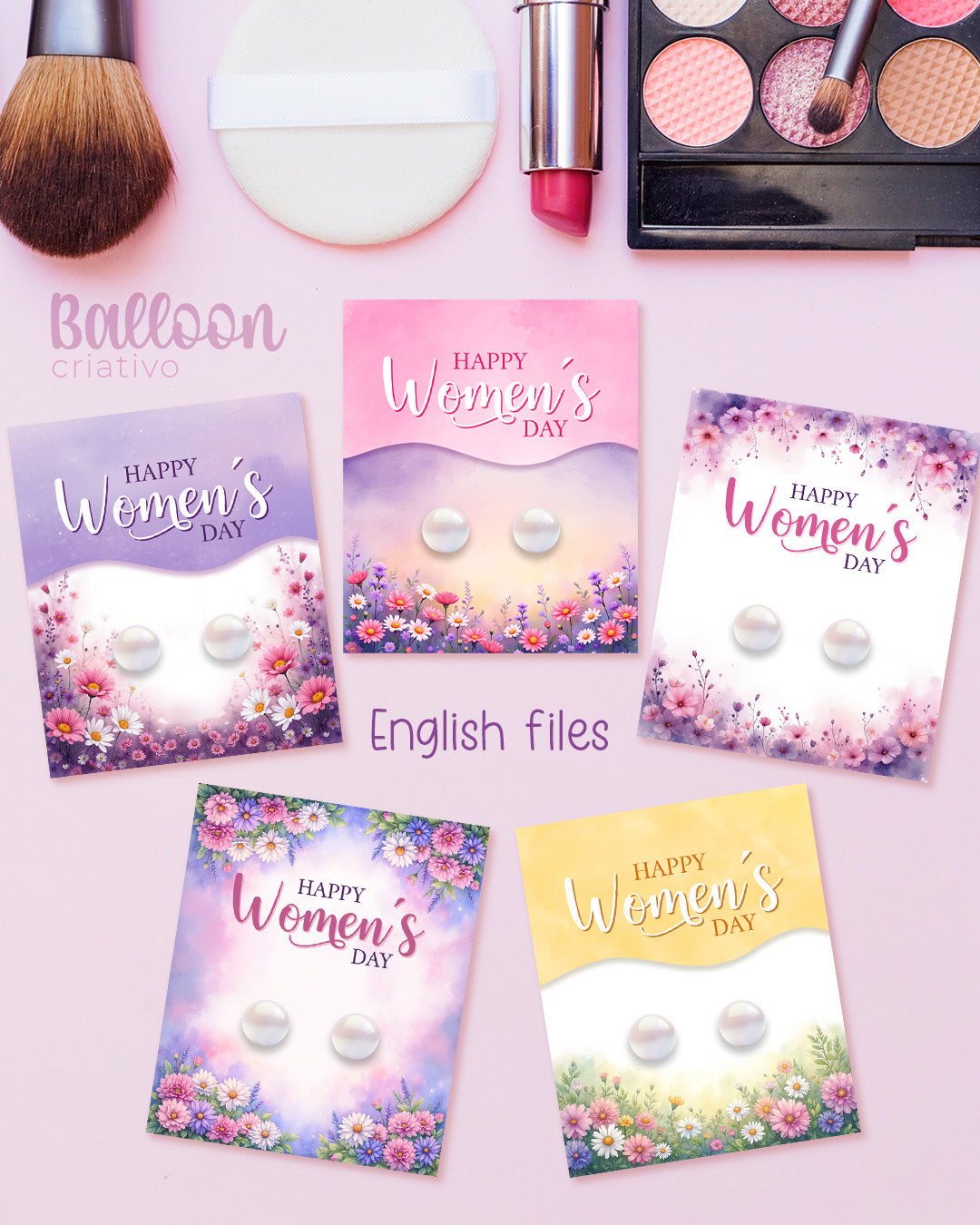 Kit Imprimible - Tarjetas para Aretes - Día de la Mujer