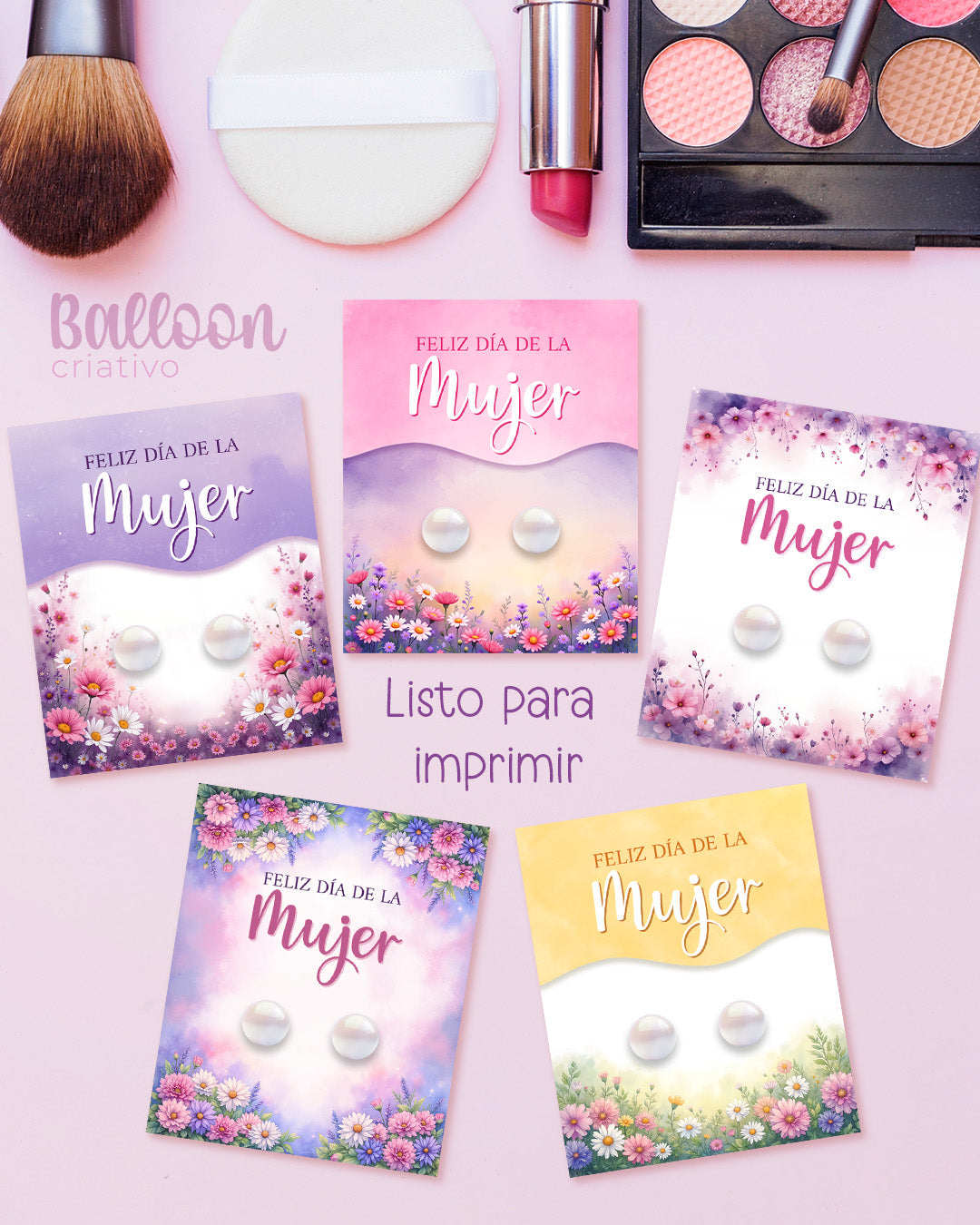 Kit Imprimible - Tarjetas para Aretes - Día de la Mujer
