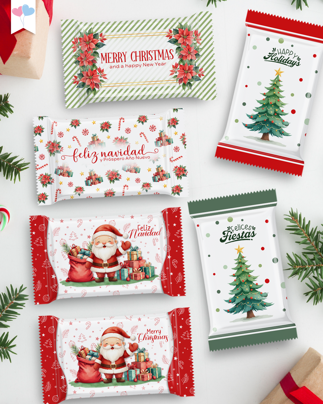 Kit Imprimible - Empaques para Chocolates - Magia de la Navidad