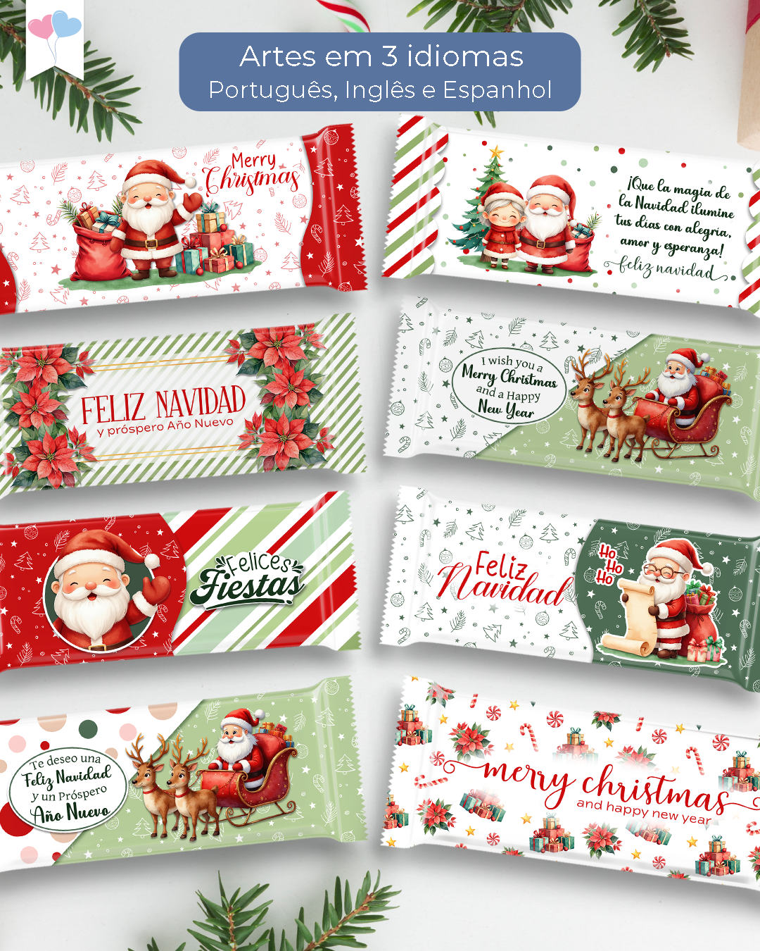 Kit Imprimible - Empaques para Chocolates - Magia de la Navidad