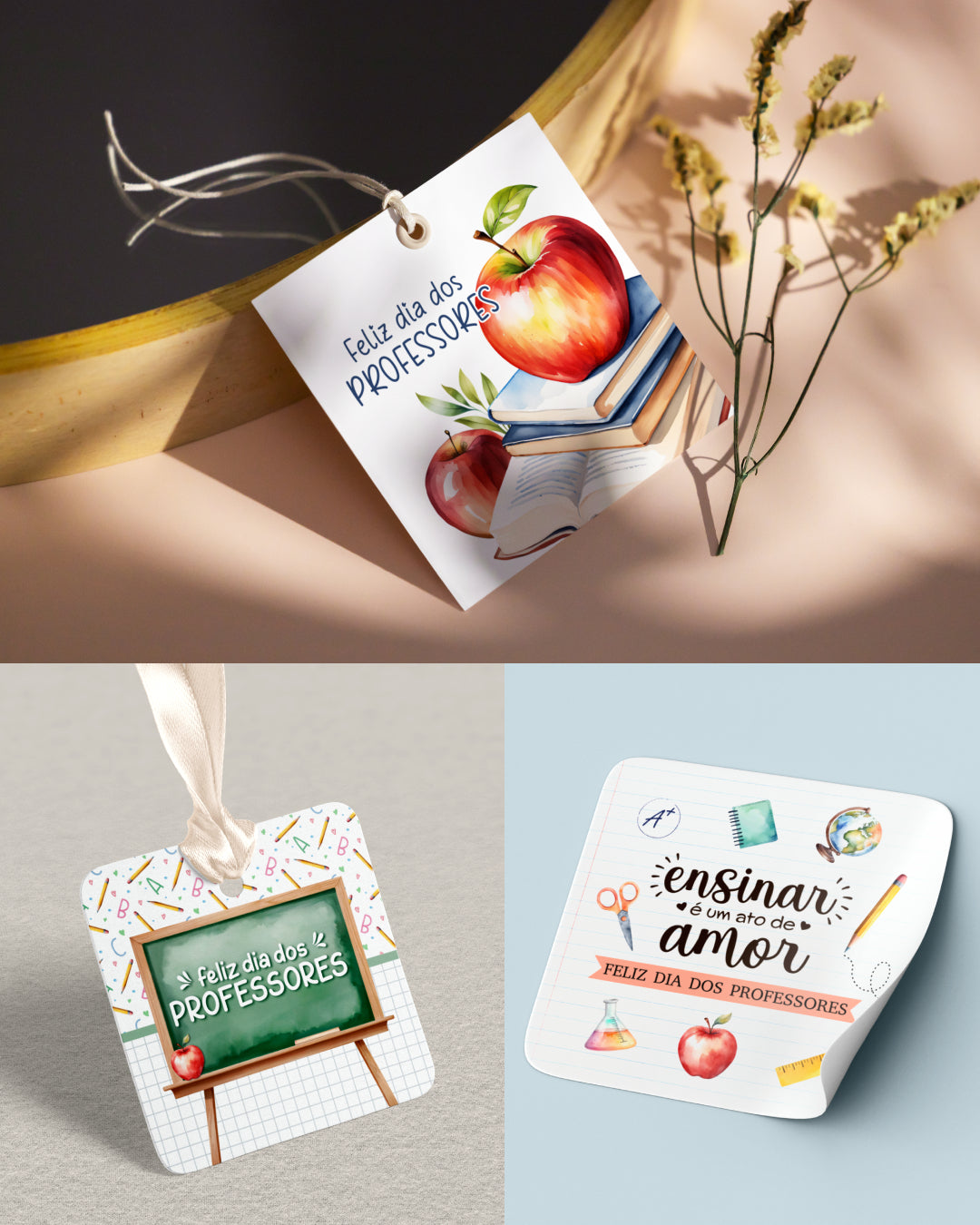 Printable - Tag ou Adesivo Quadrado 6cm - Dia dos Professores