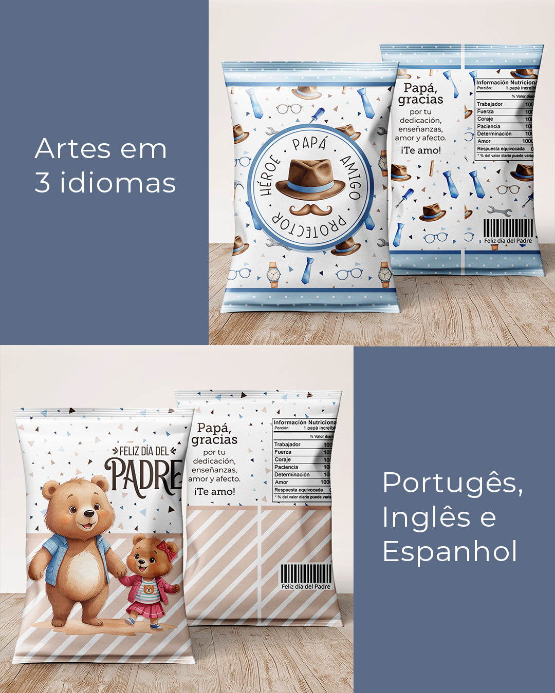Kit Imprimible - Bolsa de Papitas - Papá Oso
