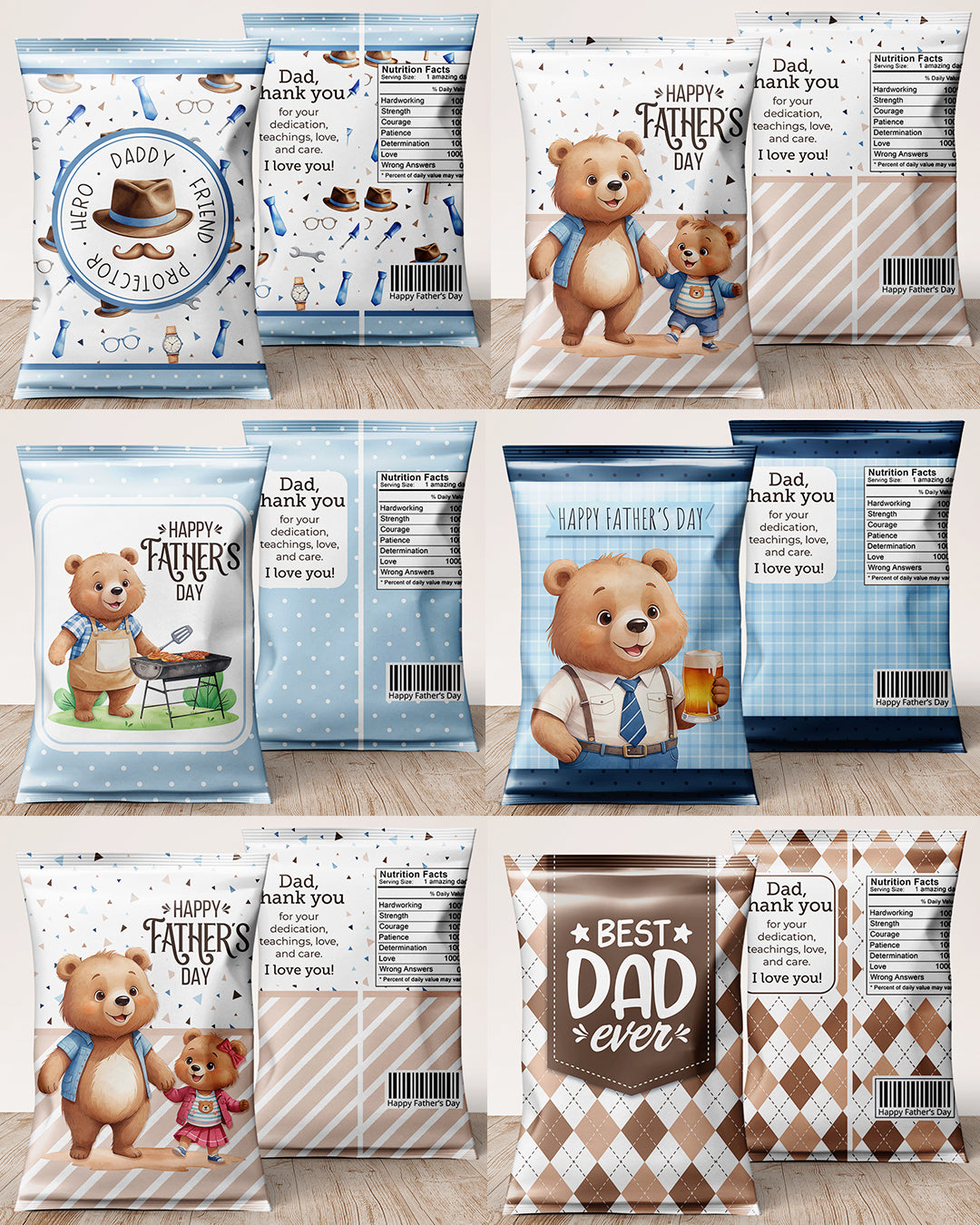 Kit Imprimible - Bolsa de Papitas - Papá Oso
