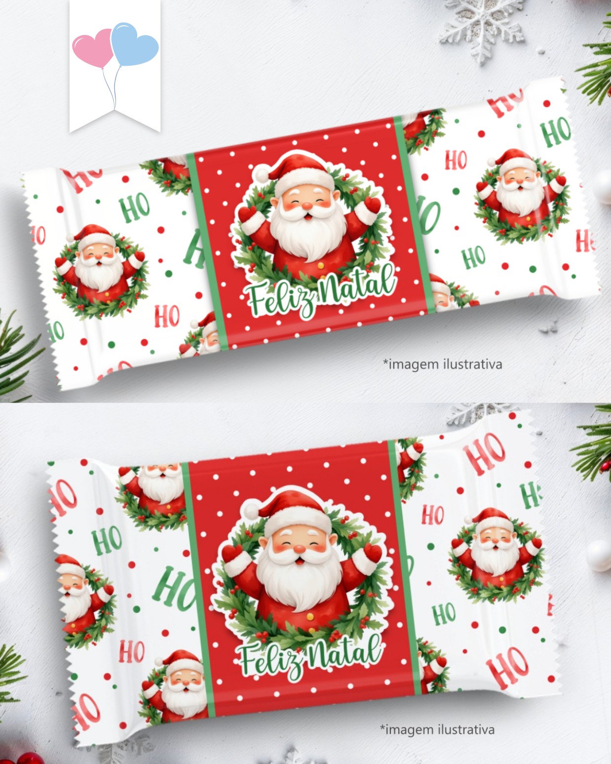 COMBO - Arte para Chocolate de 80g à 100g e Arte para KitKat - Feliz Natal