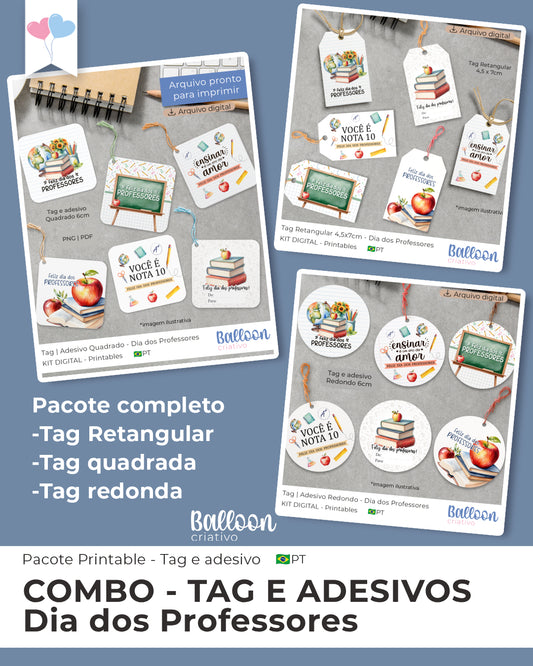 COMBO Tag e Adesivo - Dia dos Professores