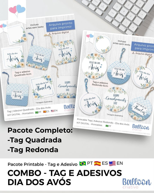 COMBO Tag e Adesivo -  Dia dos Avós