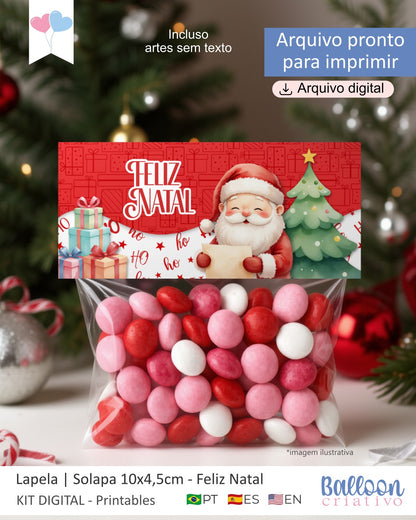 Printable - Lapela | Solapa 10cmx4,5cm - Feliz Natal