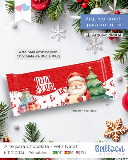 Kit Printable - Embalagem Chocolates - Feliz Natal