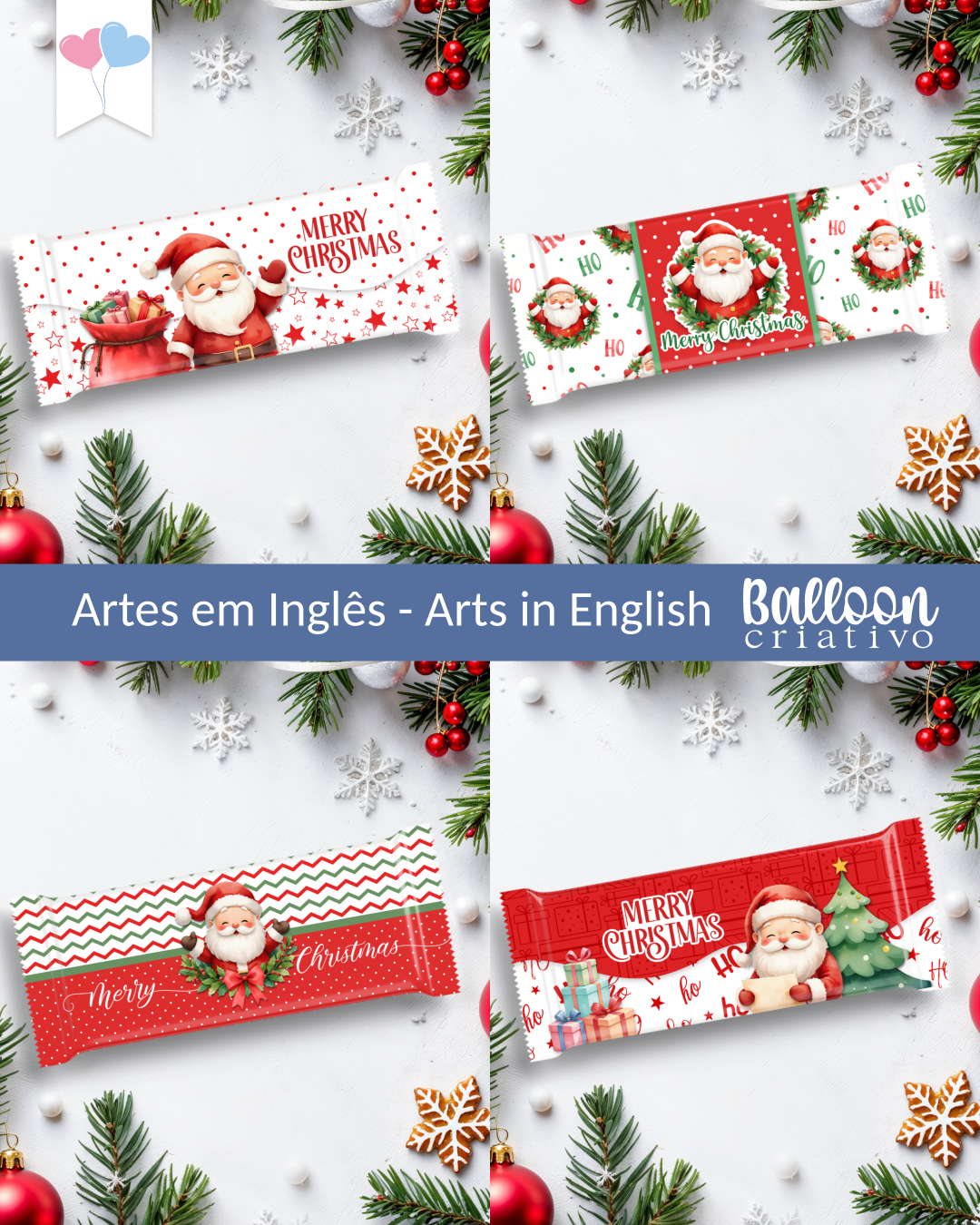 Kit Printable - Embalagem Chocolates - Feliz Natal