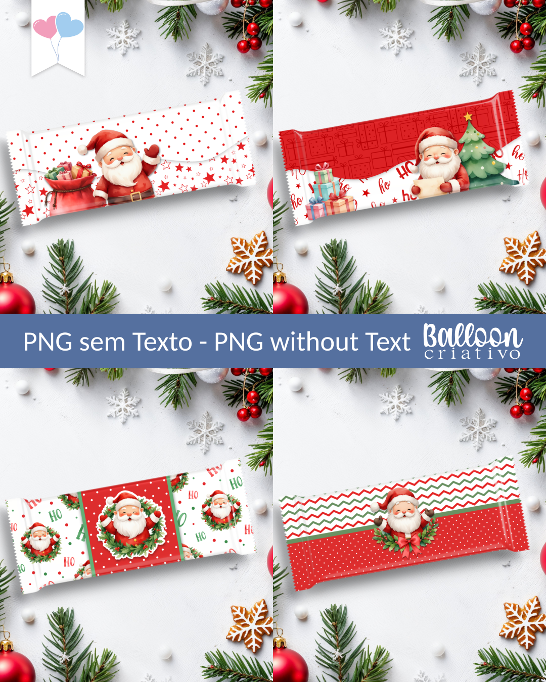 Kit Printable - Embalagem Chocolates - Feliz Natal