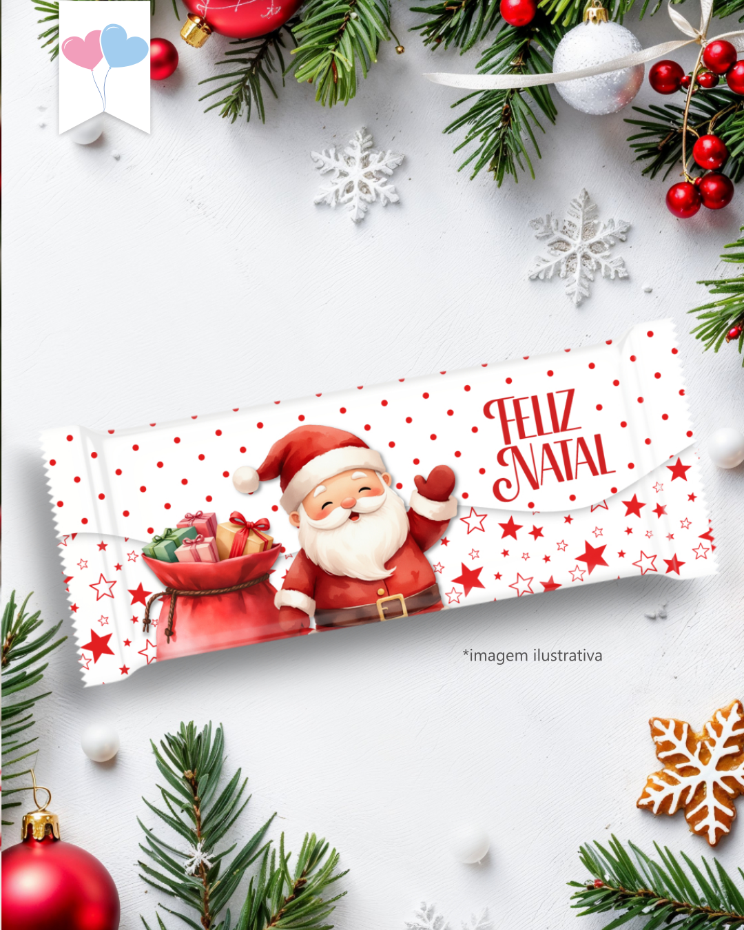 Kit Printable - Embalagem Chocolates - Feliz Natal