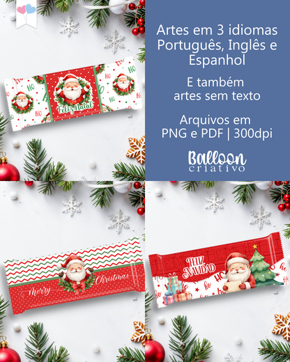 Kit Printable - Embalagem Chocolates - Feliz Natal