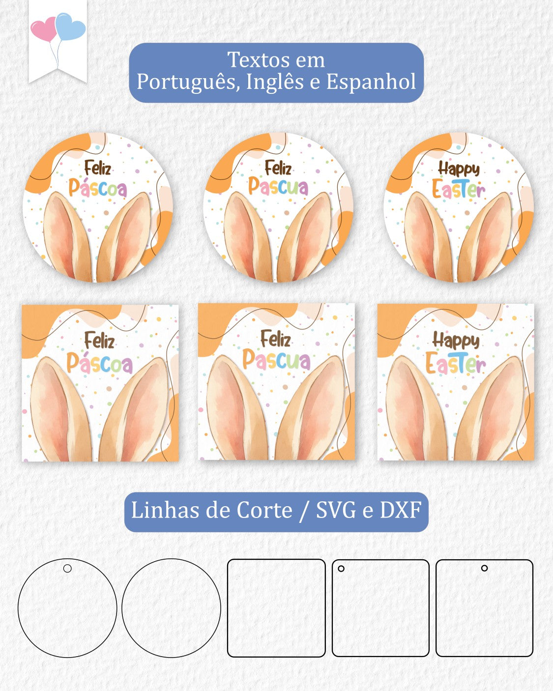Printable - Tag e Adesivo 6cm - Feliz Páscoa