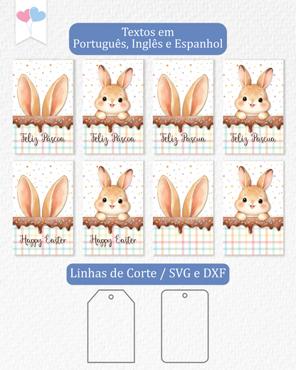 Printable - Tag Retangluar 4,5x7cm - Feliz Páscoa