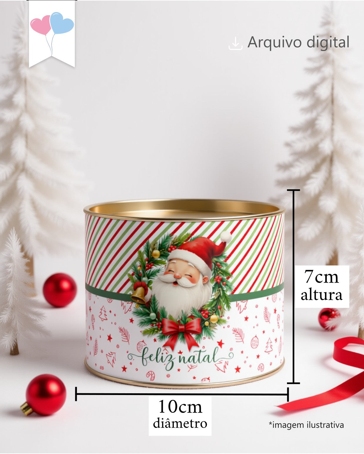 Printable - Arte para tubolata 7x10cm - Feliz Natal