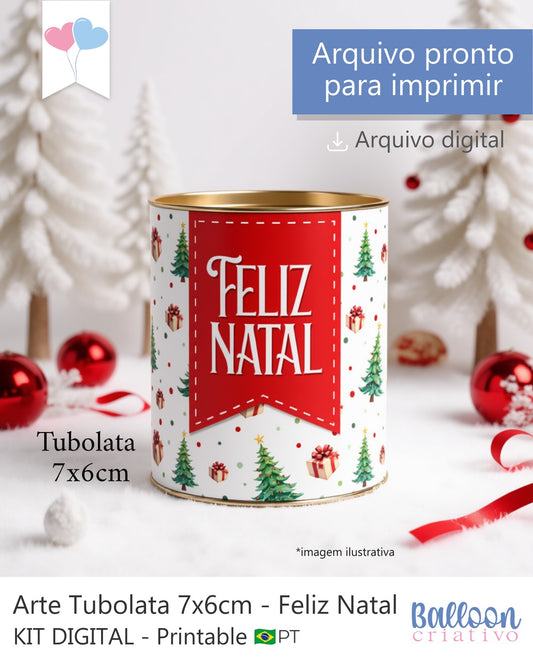 Printable - Arte para tubolata 7x6cm - Feliz Natal
