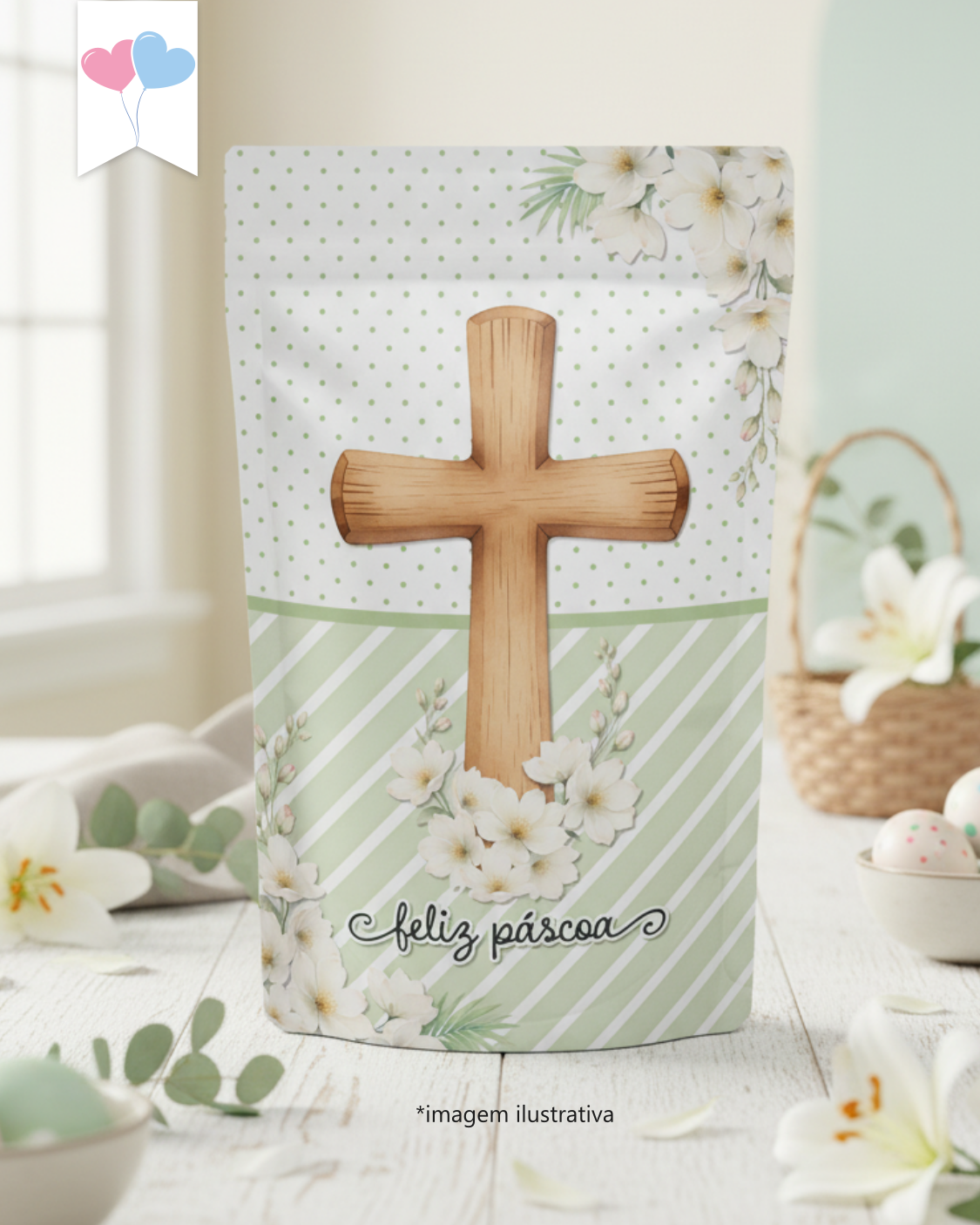Printable - Rótulo Ziplock (stand up pouch) - Páscoa Cristã Modelo 1