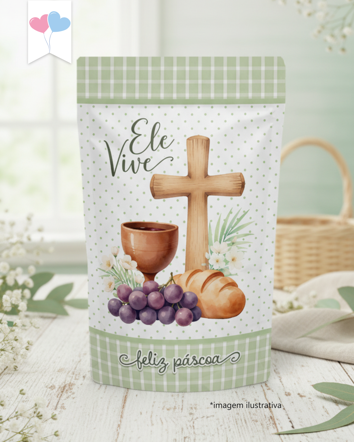 Printable - Rótulo Ziplock (stand up pouch) - Páscoa Cristã Modelo 1