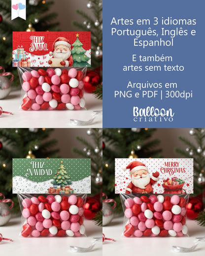 Printable - Lapela | Solapa 10cmx4,5cm - Feliz Natal