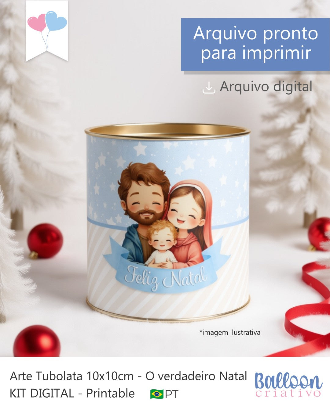Printable - Tubolata 10x10cm - O verdadeiro Natal