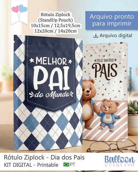 Printable - Rótulo Ziplock (stand up pouch) - Dia dos Pais