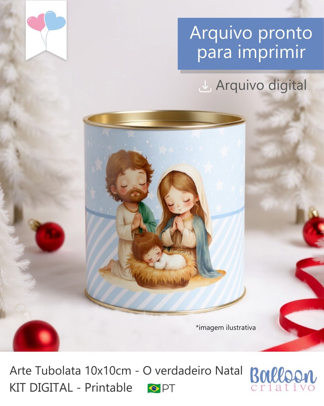 Printable - Tubolata 10x10cm - O verdadeiro Natal
