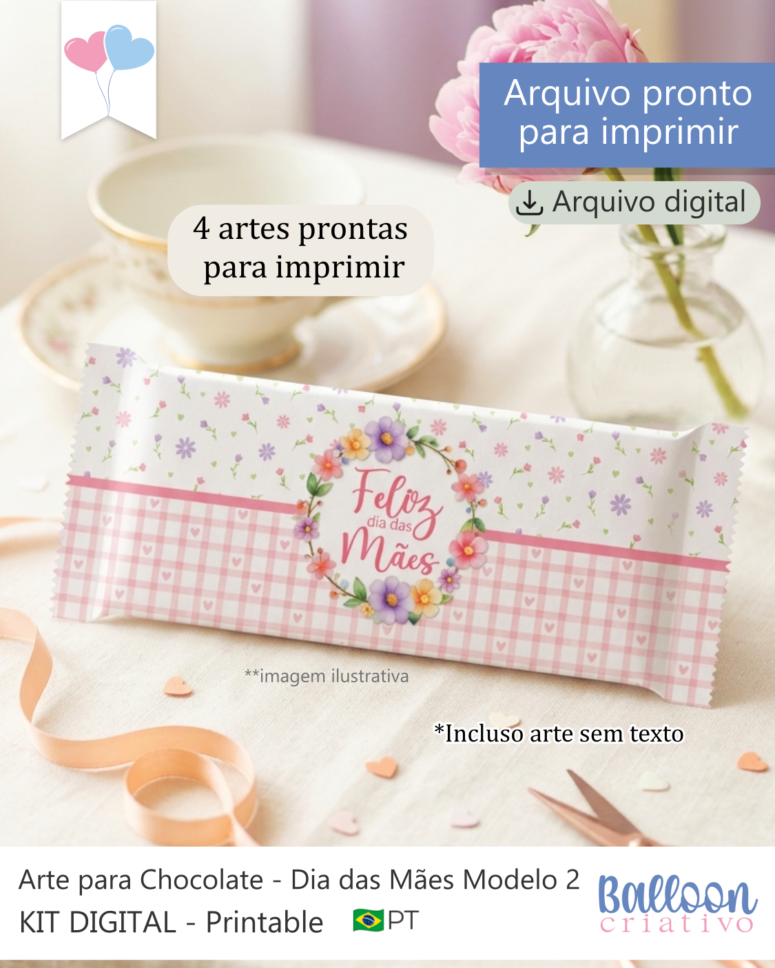 Kit Printable - Arte para Chocolates - Dia das Mães Modelo 2