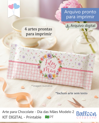 Kit Printable - Arte para Chocolates - Dia das Mães Modelo 2